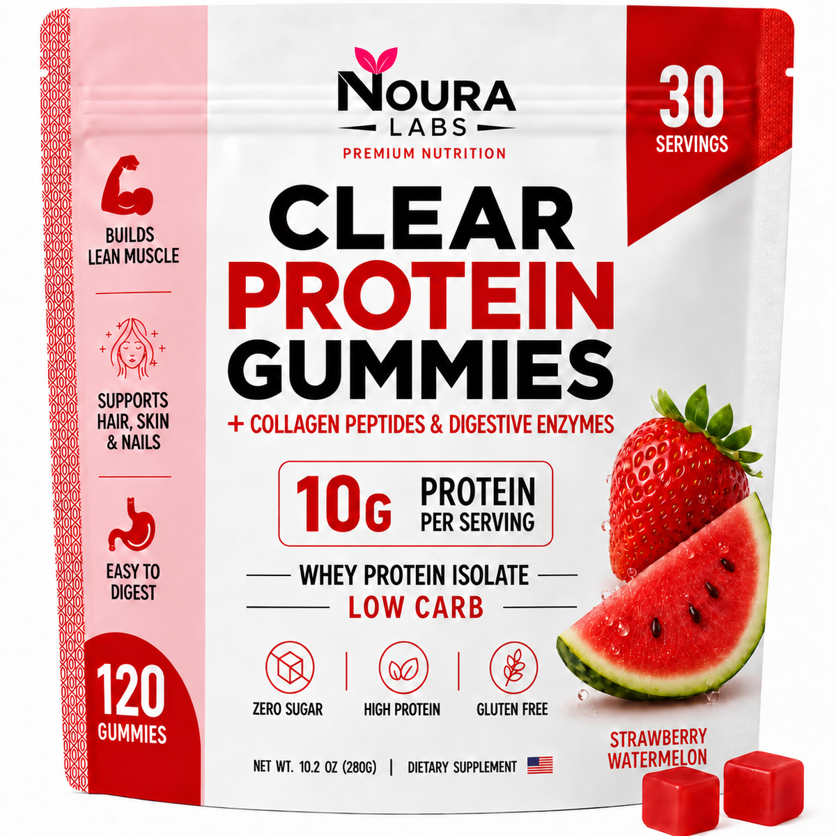 Noura Labs Clear Protein Gummies – Strawberry Watermelon